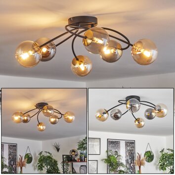 CHEHALIS Ceiling Light - glass gold, black, 6-light sources