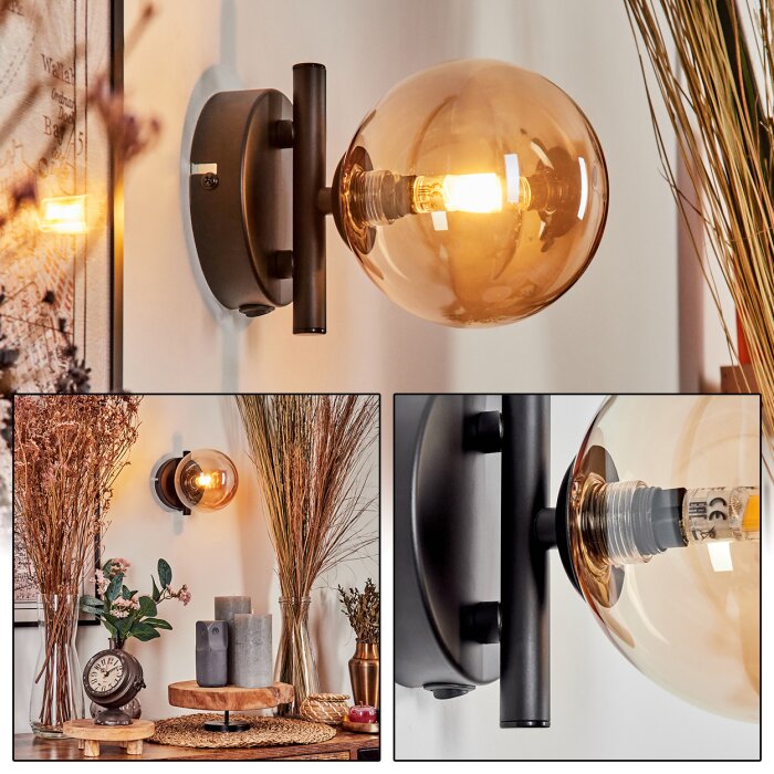 CHEHALIS Wall Light - glass Amber, 1-light source
