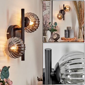 CHEHALIS Wall Light - glass Smoke-coloured, 2-light sources