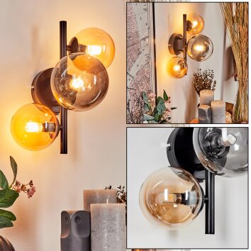 CHEHALIS Wall Light - glass Amber, clear, Smoke-coloured, 3-light sources
