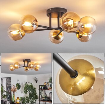Chehalis Ceiling Light - glass 10 cm gold, black, 6-light sources