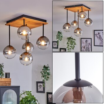 Chehalis Ceiling Light - glass 12 cm Ecru, black, 5-light sources