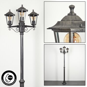 Loria Lamp Post black, silver, 3-light sources