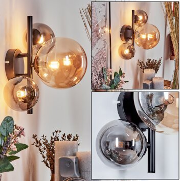 Chehalis Wall Light - glass 10, 15 cm Amber, Smoke-coloured, 3-light sources