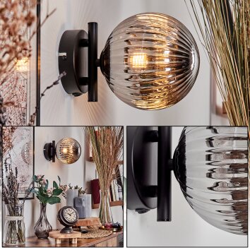 Chehalis Wall Light - glass 15 cm Smoke-coloured, 1-light source