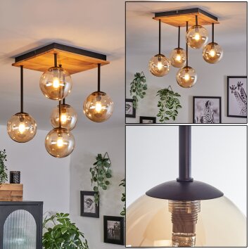 Chehalis Ceiling Light - glass 12 cm Ecru, black, 5-light sources