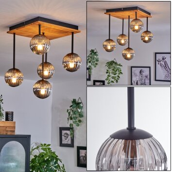 Chehalis Ceiling Light - glass 10 cm Ecru, black, 5-light sources