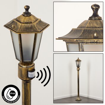 Loria path light brown, gold, black, 1-light source, Motion sensor