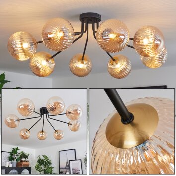Chehalis Ceiling Light - glass 15 cm gold, black, 8-light sources