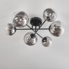 Chehalis Ceiling Light - glass 12 cm, 15 cm clear, Smoke-coloured, 6-light sources