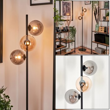 Remaisnil Floor Lamp - glass 15 cm Amber, Smoke-coloured, 3-light sources