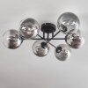 Chehalis Ceiling Light - glass 15 cm clear, Smoke-coloured, 6-light sources