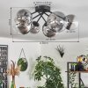 Chehalis Ceiling Light - glass 12 cm, 15 cm clear, Smoke-coloured, 6-light sources