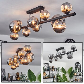 Chehalis Ceiling Light - glass 10 cm, 12 cm, 15 cm Smoke-coloured, 10-light sources