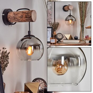 Koyoto Wall Light - glass 15 cm Ecru, black, 1-light source