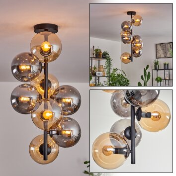 Gastor Ceiling Light - glass 15 cm Amber, Smoke-coloured, 8-light sources