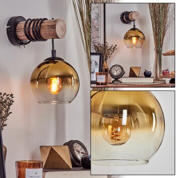 Koyoto Wall Light - glass 15 cm Ecru, black, 1-light source