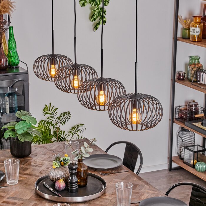 Oravi Pendant Light - glass 25 cm black, 4-light sources