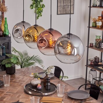 Ripoll Pendant Light - glass 30 cm chrome, gold, clear, coppery, Smoke-coloured, 4-light sources