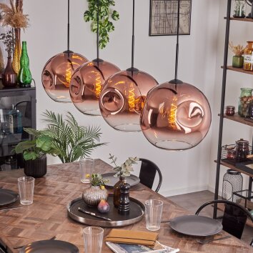 Ripoll Pendant Light - glass 30 cm clear, coppery, 4-light sources