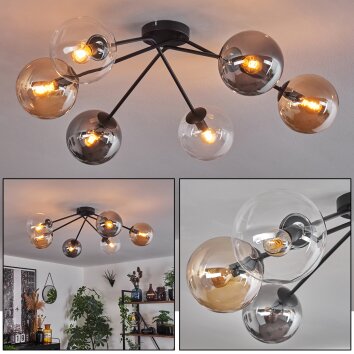 Gastor Ceiling Light - glass 15 cm Amber, clear, Smoke-coloured, 6-light sources