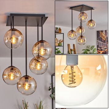 Gastor Ceiling Light - glass 15 cm Amber, clear, 5-light sources