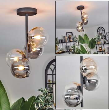 Chehalis Ceiling Light - glass 12 cm Amber, clear, Smoke-coloured, 4-light sources