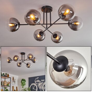Gastor Ceiling Light - glass 15 cm clear, Smoke-coloured, 6-light sources