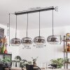 Apedo Pendant Light - glass 30 cm clear, Smoke-coloured, 4-light sources