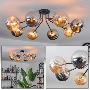 Chehalis Ceiling Light - glass 15 cm gold, black, 8-light sources