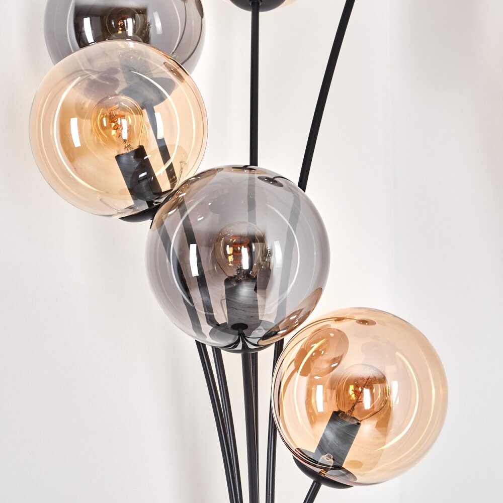 Gastor Floor Lamp, Floor Lamp Made Of Metal/Glass In Black/Amber/Clear, Luminaire In Modern Retro/Vintage Design With Glass Shades ( 15cm) And Foot - View #13