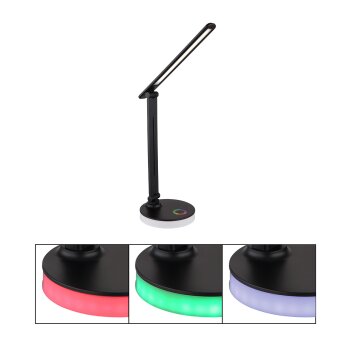 Globo GERALDO Table lamp LED black, 1-light source, Colour changer