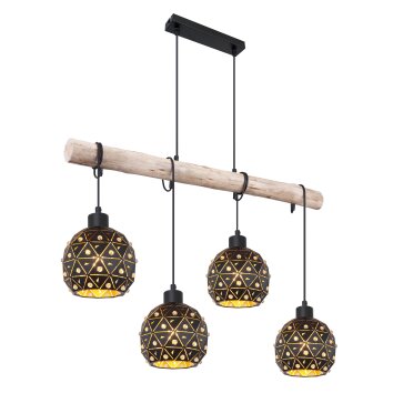 Globo JODIE Pendant Light Dark wood, Light wood, 4-light sources