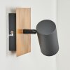 JAVEL Wall Light grey, Wood like finish, black, 1-light source