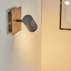 JAVEL Wall Light grey, Wood like finish, black, 1-light source