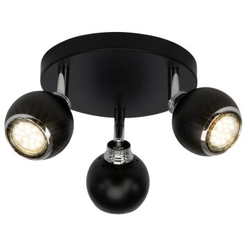 Brilliant INA round spotlight LED chrome, black, 3-light sources