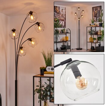 Koyoto Floor Lamp - glass 15 cm clear, 5-light sources