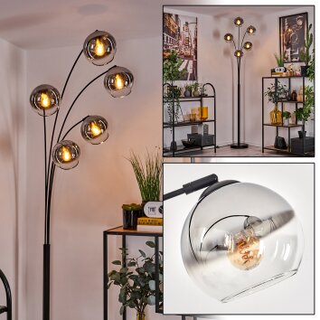 Koyoto Floor Lamp - glass 15 cm chrome, clear, 5-light sources