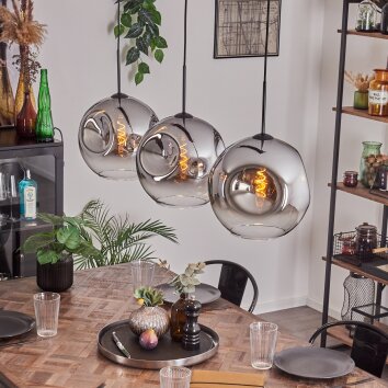 Ripoll Pendant Light - glass 30 cm chrome, clear, 3-light sources