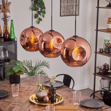 Ripoll Pendant Light - glass 30 cm coppery, 3-light sources