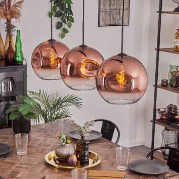 Ripoll Pendant Light - glass 30 cm clear, coppery, 3-light sources