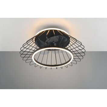 Reality KARLSBORG ceiling fan LED black, 1-light source, Remote control