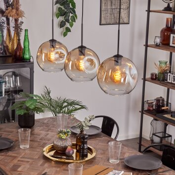 Ripoll hanging light Amber, clear, 3-light sources