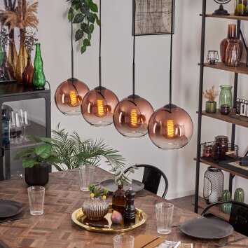 Koyoto pendant light clear, coppery, 4-light sources
