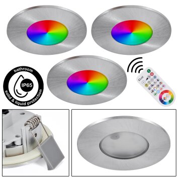 iDual Performa recessed light set x 3 LED stainless steel, 1-light source, Remote control, Colour changer