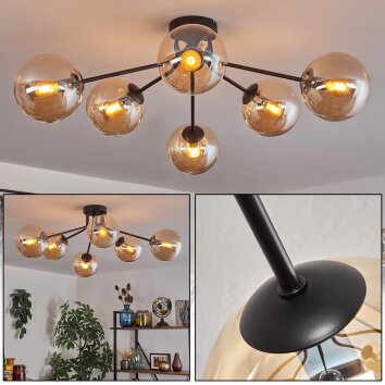 Gastor ceiling light 74 cm Amber, clear, 6-light sources