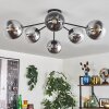Gastor ceiling light 74 cm chrome, clear, Smoke-coloured, 6-light sources