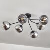 Gastor ceiling light 74 cm chrome, clear, Smoke-coloured, 6-light sources