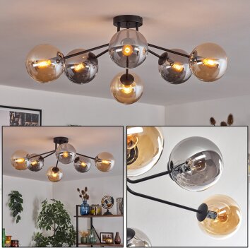 Gastor ceiling light 74 cm Amber, Smoke-coloured, 6-light sources