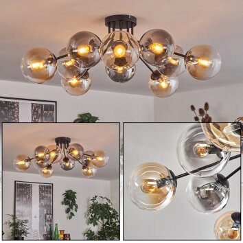 Gastor ceiling light 83 cm Amber, clear, Smoke-coloured, 10-light sources